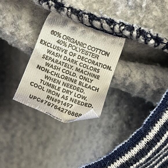 State of Mine Henley Pullover Size L High Neck Sweatshirt Striped Blue White FL - Picture 9 of 11